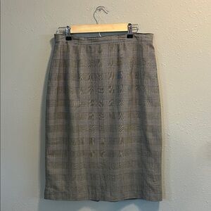Vintage Silks By Joan‎ Leslie Black And White Plaid Silk Midi Skirt